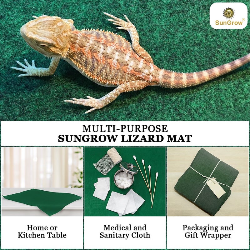 SunGrow, Reptile Mat, Terrarium Floor Liner, 30BR/40BR/50/65 Gallon, Substrate Carpet, Soft Bedding for Reptiles - Gecko, Lizard, Snake, Tortoise, Reptile Cage Tank Supplies & Accessories, Green, 1Pc - Image 4